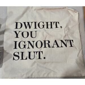 The Office Beige Black Dwight You Ignorant S**t Pillow Case Sham NWOTS